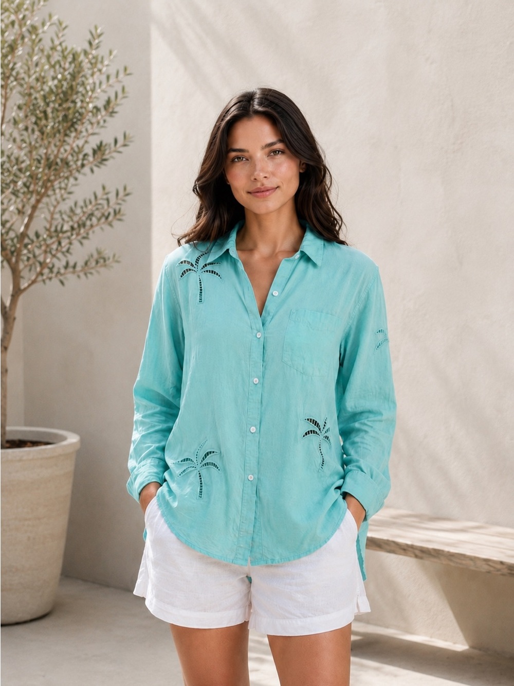 NEW Rails Linen Long Sleeve Button Up Shirt Size M
